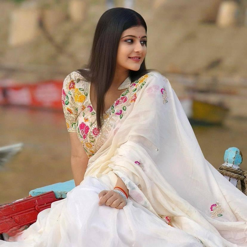 Rainbow Work Saree